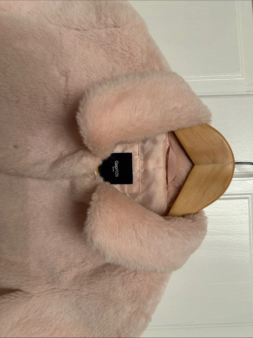 GAP Light Blush Faux Fur Cropped Jacket for Kids